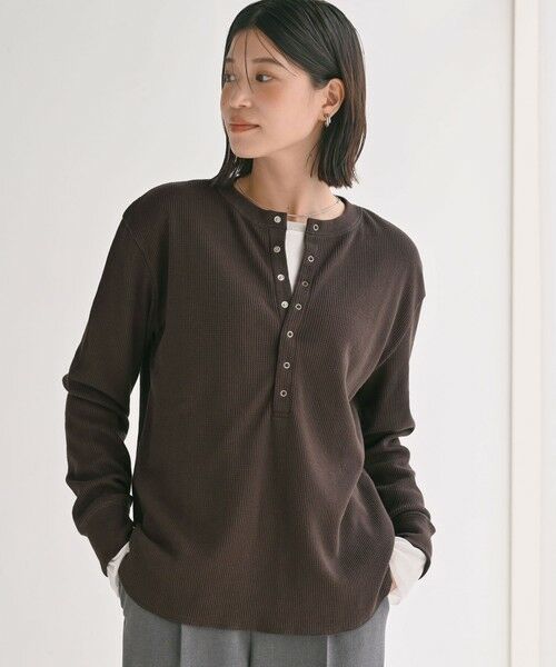 green label relaxing / グリーンレーベル リラクシング カットソー | ＜at ease＞ヘンリーネック ワッフル プルオーバー カットソー | 詳細22