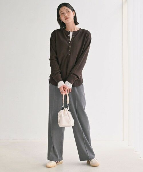 green label relaxing / グリーンレーベル リラクシング カットソー | ＜at ease＞ヘンリーネック ワッフル プルオーバー カットソー | 詳細25