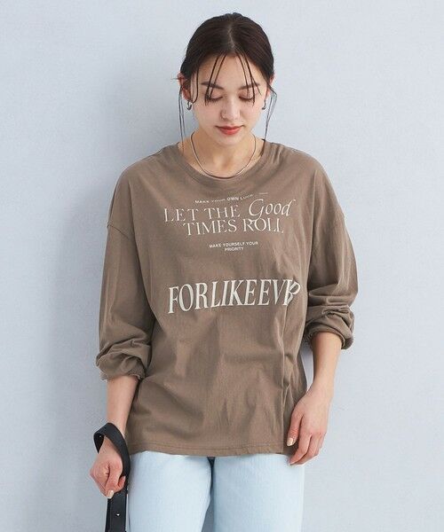 green label relaxing/グリーンレーベル リラクシング 【別注】<PROTAGONISTA>プリント ロングスリーブ Tシャツ MD. BROWN FREE green label relaxing/グリーンレーベル リラクシング 【別注】<PROTAGONISTA>プリント ロングスリーブ Tシャツ MD. BROWN FREE