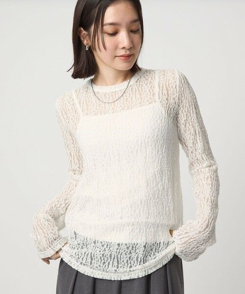 green label relaxing / グリーンレーベル リラクシング カットソー | 【WEB限定】＜at ease＞レース プルオーバー カットソー | 詳細1