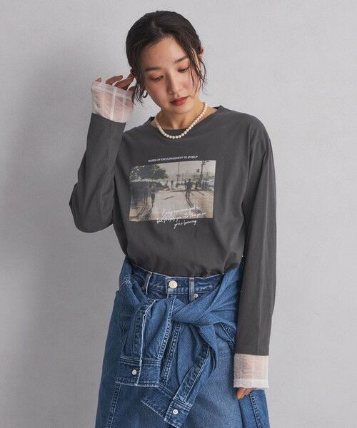 green label relaxing / グリーンレーベル リラクシング カットソー | 【WEB限定】＜at ease＞フォトプリント ロングスリーブ Tシャツ | 詳細5