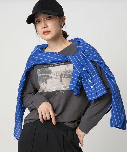 green label relaxing / グリーンレーベル リラクシング カットソー | 【WEB限定】＜at ease＞フォトプリント ロングスリーブ Tシャツ | 詳細1