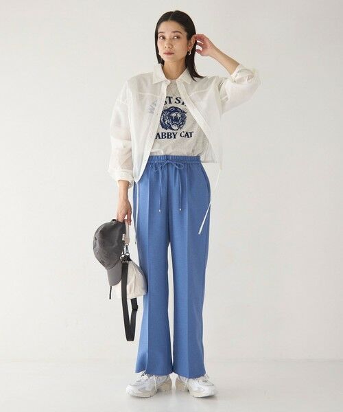 QUELLEDUE フレアパンツ ブルー FW24/25 結論シリーズ】ニーハイフレアパンツ -マシンウォッシャブル