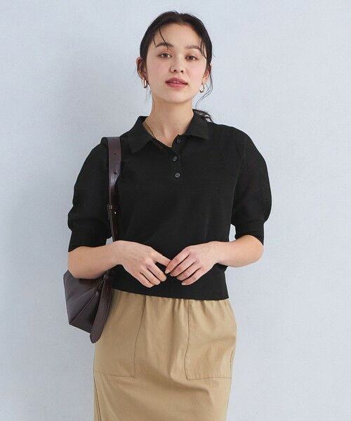 green label relaxing/グリーンレーベル リラクシング パフ シアー ポロニット -ウォッシャブル- BLACK FREE green label relaxing/グリーンレーベル リラクシング パフ シアー ポロニット -ウォッシャブル- BLACK FREE