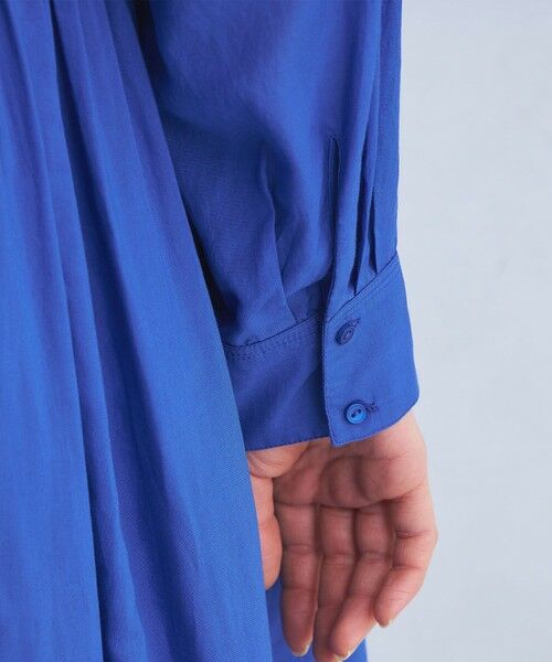 グリーンレーベルリラクシング　ボイル ギャザーハオリ ワンピース　ブルー UNITED ARROWS green label relaxing ボイル ギャザー ハオリ