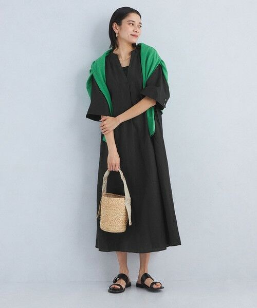 green label relaxing / グリーンレーベル リラクシング ロング・マキシ丈ワンピース | ［size SHORTあり］フレンチリネン シャツ ワンピース | 詳細1