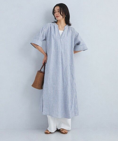 green label relaxing / グリーンレーベル リラクシング ロング・マキシ丈ワンピース | ［size SHORTあり］フレンチリネン シャツ ワンピース | 詳細12