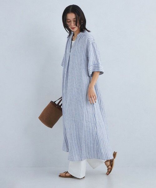 green label relaxing / グリーンレーベル リラクシング ロング・マキシ丈ワンピース | ［size SHORTあり］フレンチリネン シャツ ワンピース | 詳細13