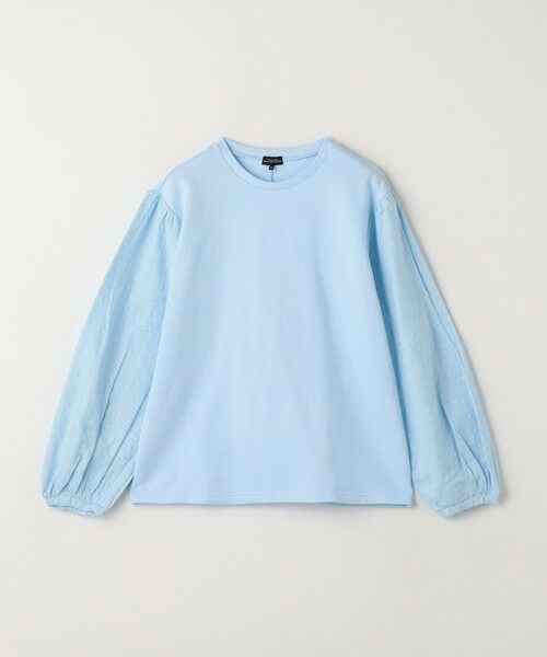 green label relaxing/グリーンレーベル リラクシング 裏毛×ローン レース プルオーバー / キッズ 140cm-160cm LT. BLUE 140cm green label relaxing/グリーンレーベル リラクシング 裏毛×ローン レース プルオーバー / キッズ 140cm-160cm LT. BLUE 140cm