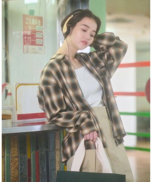 green label relaxing/グリーンレーベル リラクシング 【WEB限定】<GLR or>オンブレ チェック ジップ 長袖 シャツ MD. BROWN L green label relaxing/グリーンレーベル リラクシング 【WEB限定】<GLR or>オンブレ チェック ジップ 長袖 シャツ MD. BROWN L