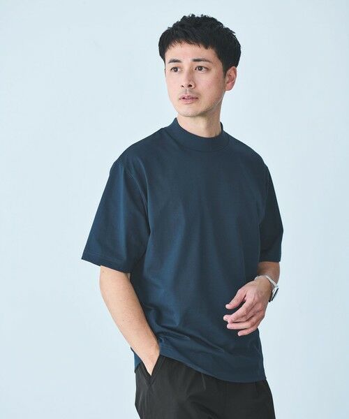 green label relaxing/グリーンレーベル リラクシング 【WEB限定】JUST fit デイリー モック 半袖 Tシャツ カットソー -吸水速乾・抗菌- NAVY M green label relaxing/グリーンレーベル リラクシング 【WEB限定】JUST fit デイリー モック 半袖 Tシャツ カットソー -吸水速乾・抗菌- NAVY M