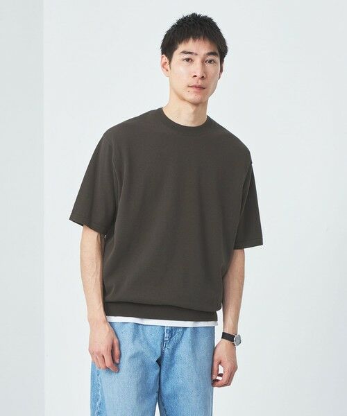 green label relaxing/グリーンレーベル リラクシング ハイゲージ テンジク レイヤード 半袖 クルーネック Tシャツ&ニット DK. GRAY L green label relaxing/グリーンレーベル リラクシング ハイゲージ テンジク レイヤード 半袖 クルーネック Tシャツ&ニット DK. GRAY L