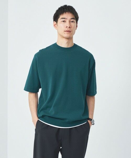 green label relaxing/グリーンレーベル リラクシング ハイゲージ テンジク レイヤード 半袖 クルーネック Tシャツ&ニット TURQUOISE L green label relaxing/グリーンレーベル リラクシング ハイゲージ テンジク レイヤード 半袖 クルーネック Tシャツ&ニット TURQUOISE L