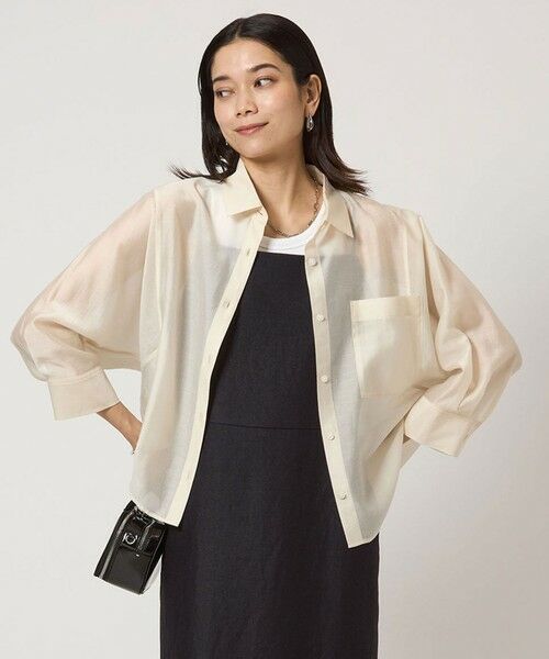 green label relaxing/グリーンレーベル リラクシング エアリー シアー シャツ -ウォッシャブル・接触冷感- OFF WHITE FREE green label relaxing/グリーンレーベル リラクシング エアリー シアー シャツ -ウォッシャブル・接触冷感- OFF WHITE FREE