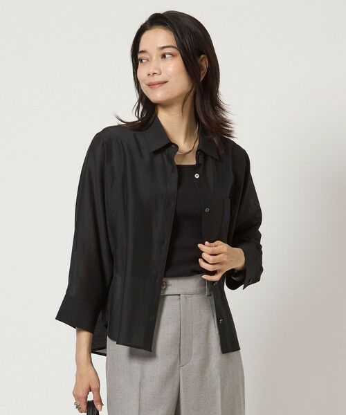 【タグ付き】green label relaxing シアーシャツ green label relaxing ブラウス シャツ エアリー シアー