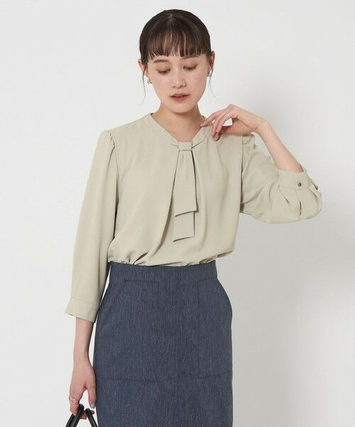 green label relaxing/グリーンレーベル リラクシング チャーム & ボウタイ 7分袖 ブラウス BEIGE FREE green label relaxing/グリーンレーベル リラクシング チャーム & ボウタイ 7分袖 ブラウス BEIGE FREE