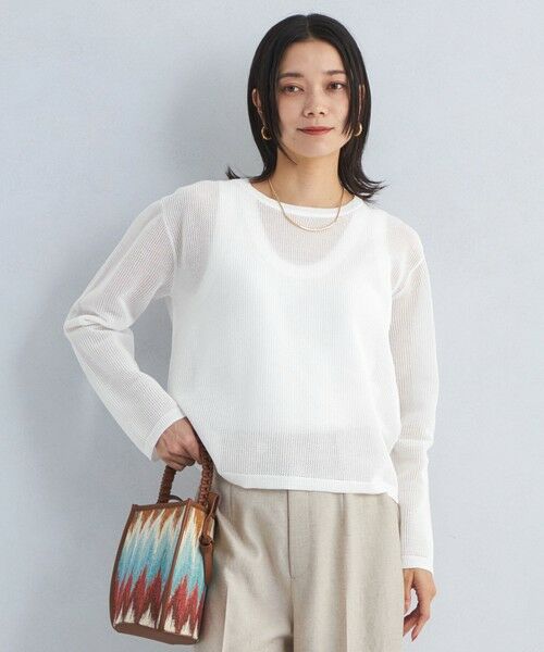 green label relaxing/グリーンレーベル リラクシング メッシュ クルーネック ニット プルオーバー -ウォッシャブル- OFF WHITE FREE green label relaxing/グリーンレーベル リラクシング メッシュ クルーネック ニット プルオーバー -ウォッシャブル- OFF WHITE FREE