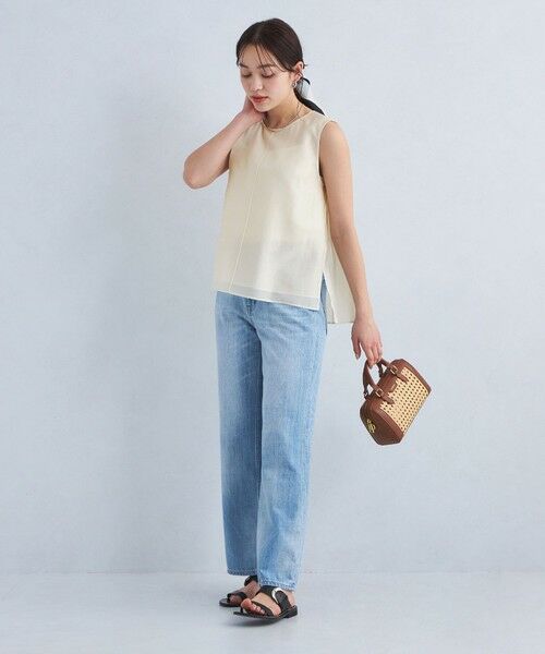 「green label relaxing」 ノースリーブブラウス FREE ブルー レディース green label relaxing ブラウス シャツ フレア ノースリーブ