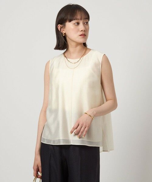 green label relaxing/グリーンレーベル リラクシング エアリー シアー ノースリーブ ブラウス -ウォッシャブル・接触冷感- OFF WHITE FREE green label relaxing/グリーンレーベル リラクシング エアリー シアー ノースリーブ ブラウス -ウォッシャブル・接触冷感- OFF WHITE FREE