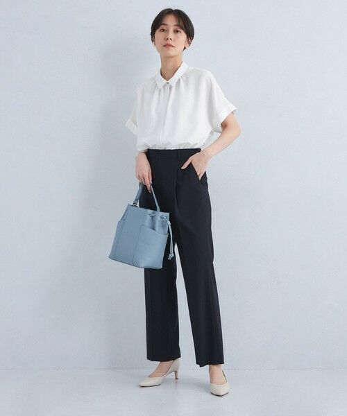 襟付き ワイド ショートスリーブ シャツ -ウォッシャブル・接触