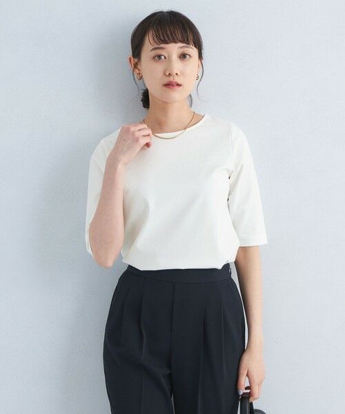 green label relaxing/グリーンレーベル リラクシング ボートネック ポンチ 5分袖 プルオーバー カットソー OFF WHITE FREE green label relaxing/グリーンレーベル リラクシング ボートネック ポンチ 5分袖 プルオーバー カットソー OFF WHITE FREE