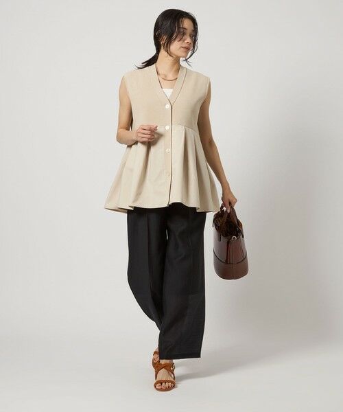 GREEN LABEL RELAXING ジレ　ベスト　ペプラム　グレージュ green label relaxing ベスト ジレ ドッキング ペプラム ニット