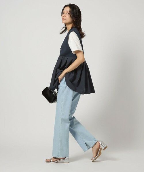 【美品】グリーンレーベルリラクシング　セットアップ　リネン混　グレー　Lサイズ グリーンレーベルリラクシング/レディースパンツセットアップ