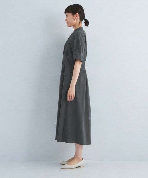 green label relaxing / グリーンレーベル リラクシング ロング・マキシ丈ワンピース | ウエストフィット 5分袖 シャツ ワンピース -マシンウォッシャブル- | 詳細4