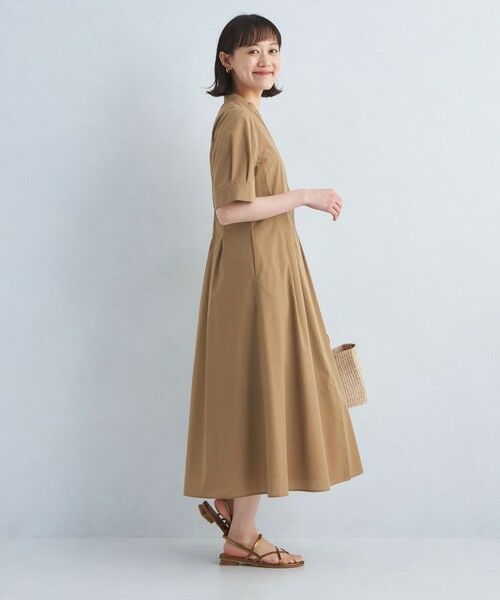 green label relaxing / グリーンレーベル リラクシング ロング・マキシ丈ワンピース | ウエストフィット 5分袖 シャツ ワンピース -マシンウォッシャブル- | 詳細16
