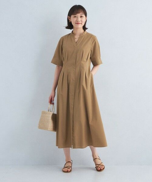 green label relaxing / グリーンレーベル リラクシング ロング・マキシ丈ワンピース | ウエストフィット 5分袖 シャツ ワンピース -マシンウォッシャブル- | 詳細17