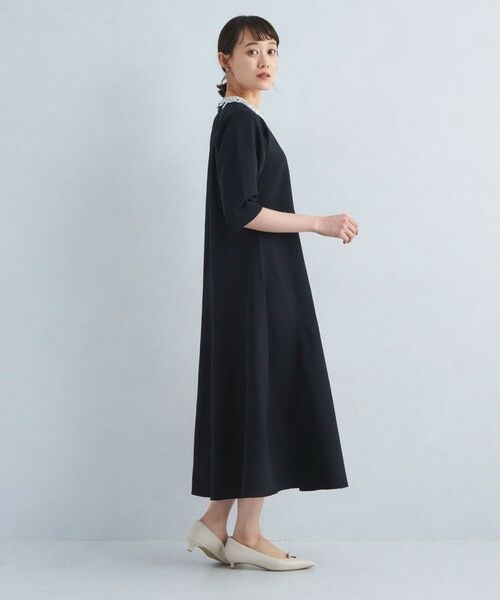 美品【greenlabelrelaxing】2WAY ワンピース セール】 襟レース 2WAY 5分袖 ニット ワンピース （ロング