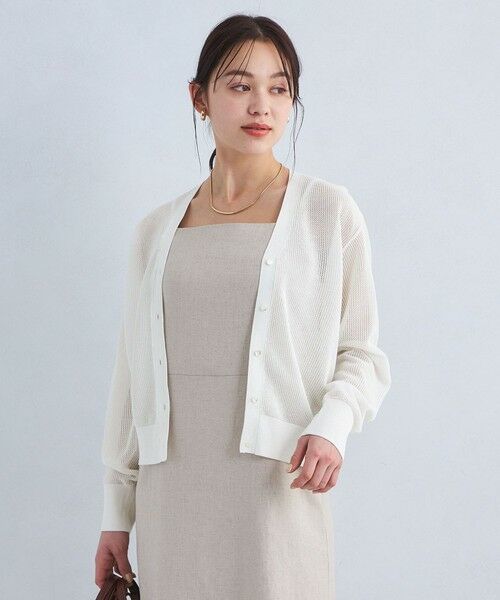 green label relaxing/グリーンレーベル リラクシング メッシュ Vネック ニット カーディガン -ウォッシャブル- OFF WHITE FREE green label relaxing/グリーンレーベル リラクシング メッシュ Vネック ニット カーディガン -ウォッシャブル- OFF WHITE FREE