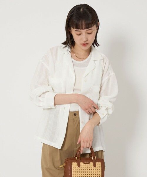 green label relaxing/グリーンレーベル リラクシング シアー チェック シャツ OFF WHITE FREE green label relaxing/グリーンレーベル リラクシング シアー チェック シャツ OFF WHITE FREE