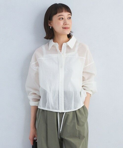 【タグ付き】green label relaxing シアーシャツ green label relaxing ブラウス シャツ エアリー シアー