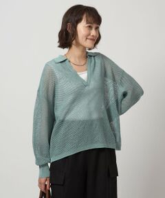 green label relaxing / グリーンレーベル リラクシング ニット・セーター | メッシュ スキッパー ニット プルオーバー -ウォッシャブル-