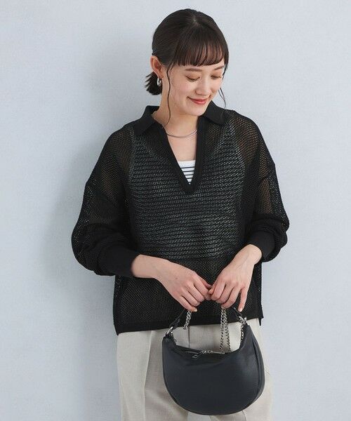 green label relaxing / グリーンレーベル リラクシング ニット・セーター | メッシュ スキッパー ニット プルオーバー -ウォッシャブル- | 詳細1