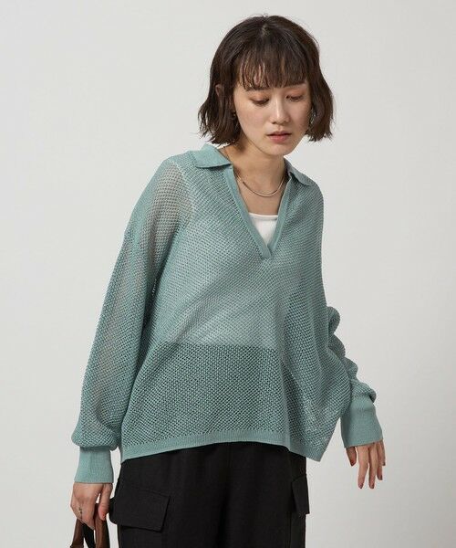 green label relaxing / グリーンレーベル リラクシング ニット・セーター | メッシュ スキッパー ニット プルオーバー -ウォッシャブル- | 詳細26