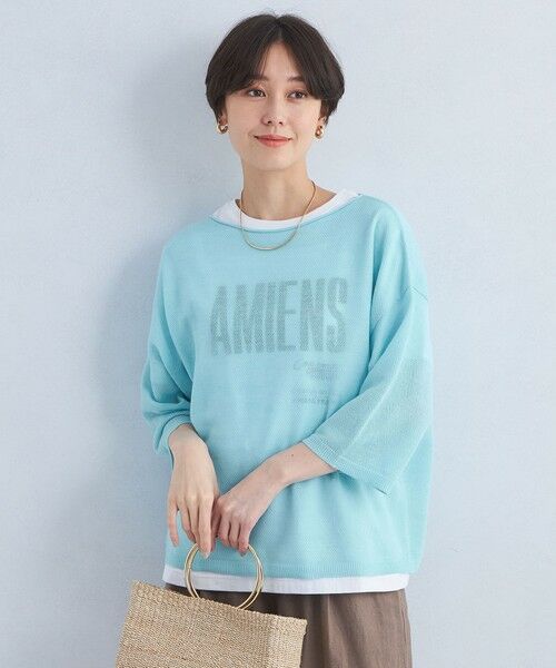 green label relaxing/グリーンレーベル リラクシング ラミー ルージー ニット プルオーバー -ウォッシャブル- LT. BLUE FREE green label relaxing/グリーンレーベル リラクシング ラミー ルージー ニット プルオーバー -ウォッシャブル- LT. BLUE FREE