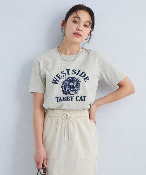 green label relaxing/グリーンレーベル リラクシング 【別注】<MIXTA>ショートスリーブ プリント Tシャツ ミディアムグレー MD. GRAY FREE green label relaxing/グリーンレーベル リラクシング 【別注】<MIXTA>ショートスリーブ プリント Tシャツ ミディアムグレー MD. GRAY FREE