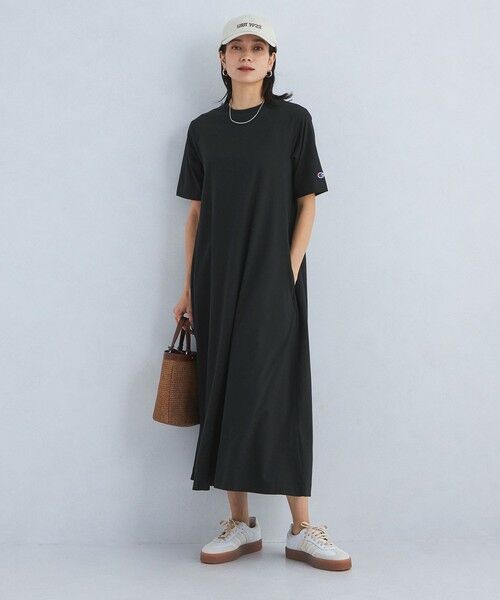 lelill ヘンリーフレアワンピース　グリーン　ロングワンピース　М　レリル lelill (レリル) | ハイテクワイドリブ OP (杢グレー