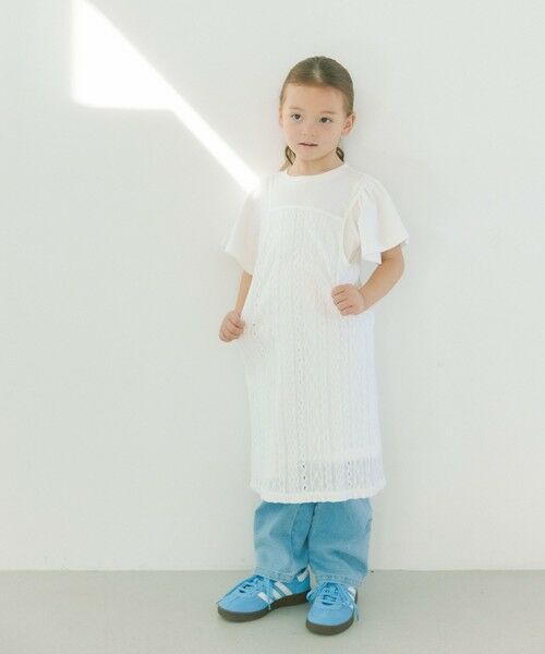green label relaxing/グリーンレーベル リラクシング レースキャミワンピース+Tシャツ セット / キッズ 100cm-130cm OFF WHITE 100cm green label relaxing/グリーンレーベル リラクシング レースキャミワンピース+Tシャツ セット / キッズ 100cm-130cm OFF WHITE 100cm