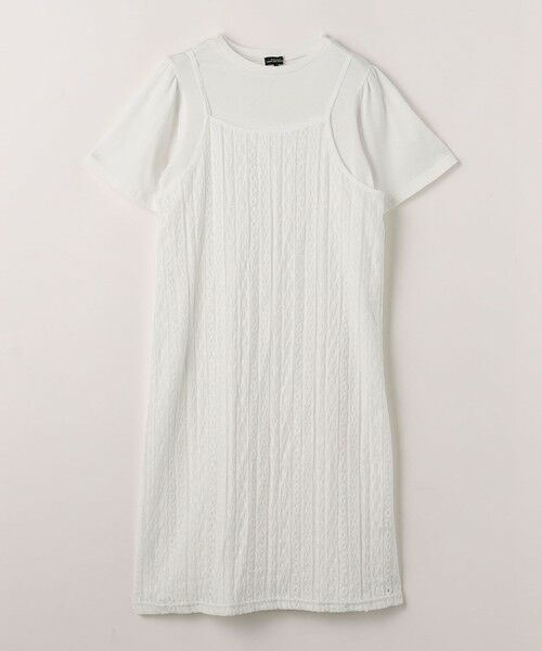 green label relaxing/グリーンレーベル リラクシング レースキャミワンピース+Tシャツ セット / キッズ 140cm-160cm OFF WHITE 160cm green label relaxing/グリーンレーベル リラクシング レースキャミワンピース+Tシャツ セット / キッズ 140cm-160cm OFF WHITE 160cm