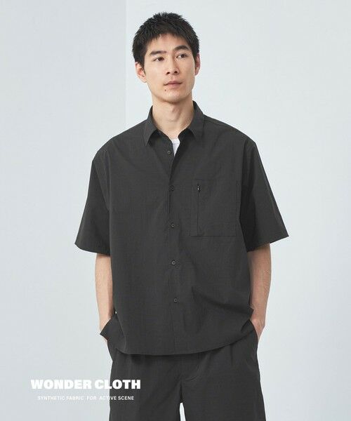 green label relaxing/グリーンレーベル リラクシング WONDER CLOTH ジャストルーズ レギュラーカラー 半袖 シャツ -ストレッチ・接触冷感・吸水速乾- BLACK XL green label relaxing/グリーンレーベル リラクシング WONDER CLOTH ジャストルーズ レギュラーカラー 半袖 シャツ -ストレッチ・接触冷感・吸水速乾- BLACK XL
