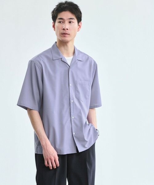 green label relaxing/グリーンレーベル リラクシング ウォッシャブルトロ ジャストルーズ オープンカラー シャツ -ストレッチ- LILAC S green label relaxing/グリーンレーベル リラクシング ウォッシャブルトロ ジャストルーズ オープンカラー シャツ -ストレッチ- LILAC S