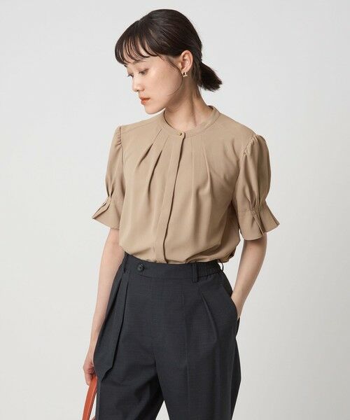 「green label relaxing」 半袖ブラウス FREE モカ レディース green label relaxing（グリーンレーベルリラクシング）の「袖