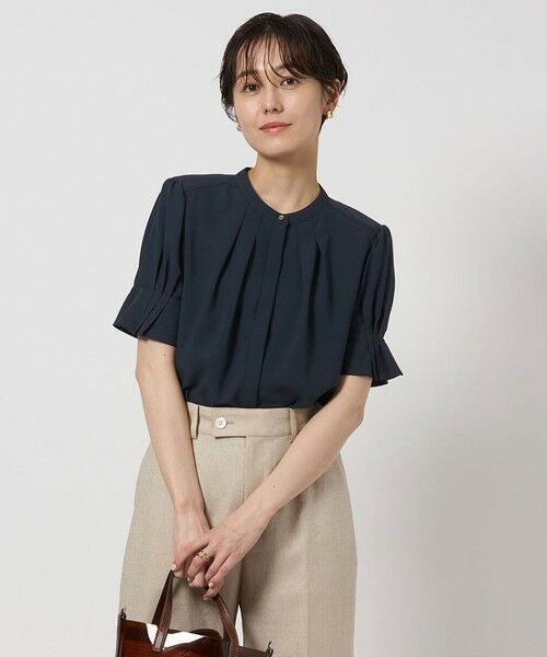 「green label relaxing」 長袖ブラウス FREE ダークグリーン レディース セール】 袖タック ショートスリーブ ブラウス （シャツ