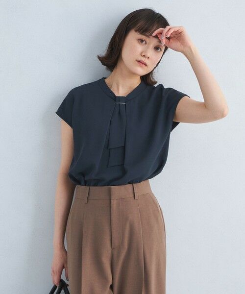 green label relaxing / グリーンレーベル リラクシング シャツ・ブラウス | チャーム ボウタイ フレンチスリーブ ブラウス | 詳細6