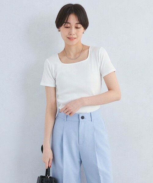 green label relaxing/グリーンレーベル リラクシング ブライトリブ スクエアネック ショートスリーブ プルオーバー カットソー OFF WHITE FREE green label relaxing/グリーンレーベル リラクシング ブライトリブ スクエアネック ショートスリーブ プルオーバー カットソー OFF WHITE FREE