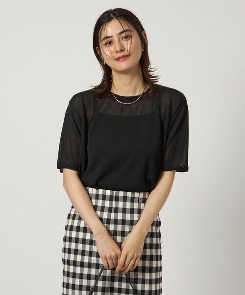 green label relaxing/グリーンレーベル リラクシング Circ クロップド ニット TEE -接触冷感- BLACK FREE green label relaxing/グリーンレーベル リラクシング Circ クロップド ニット TEE -接触冷感- BLACK FREE