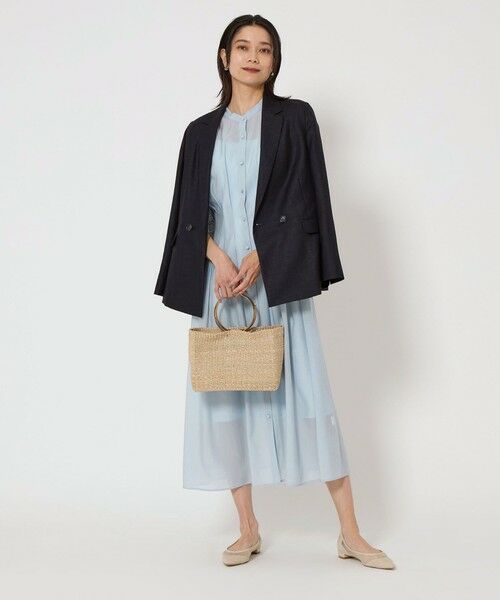 green label relaxing / グリーンレーベル リラクシング ロング・マキシ丈ワンピース | カッセン ウエストタック フレンチスリーブ ワンピース | 詳細1